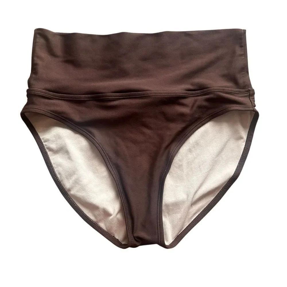 Modbe Brown High Waist Swim Bottoms Retro Modest Swimwear